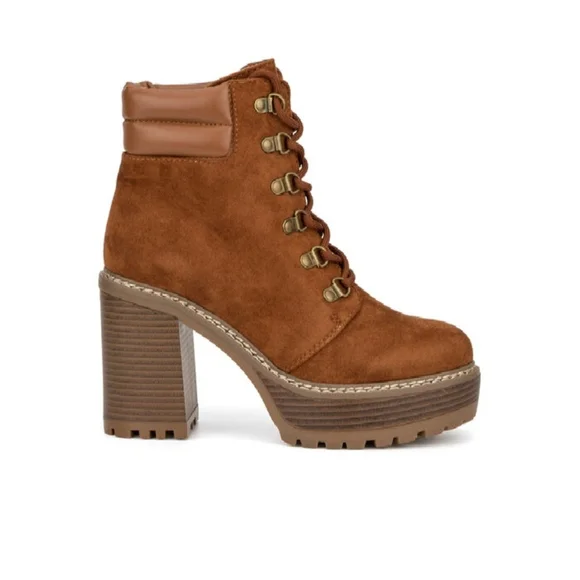 New! Olivia Miller Alice Platform Womens 10 Brown Lace-Up Boots - Picture 1 of 5